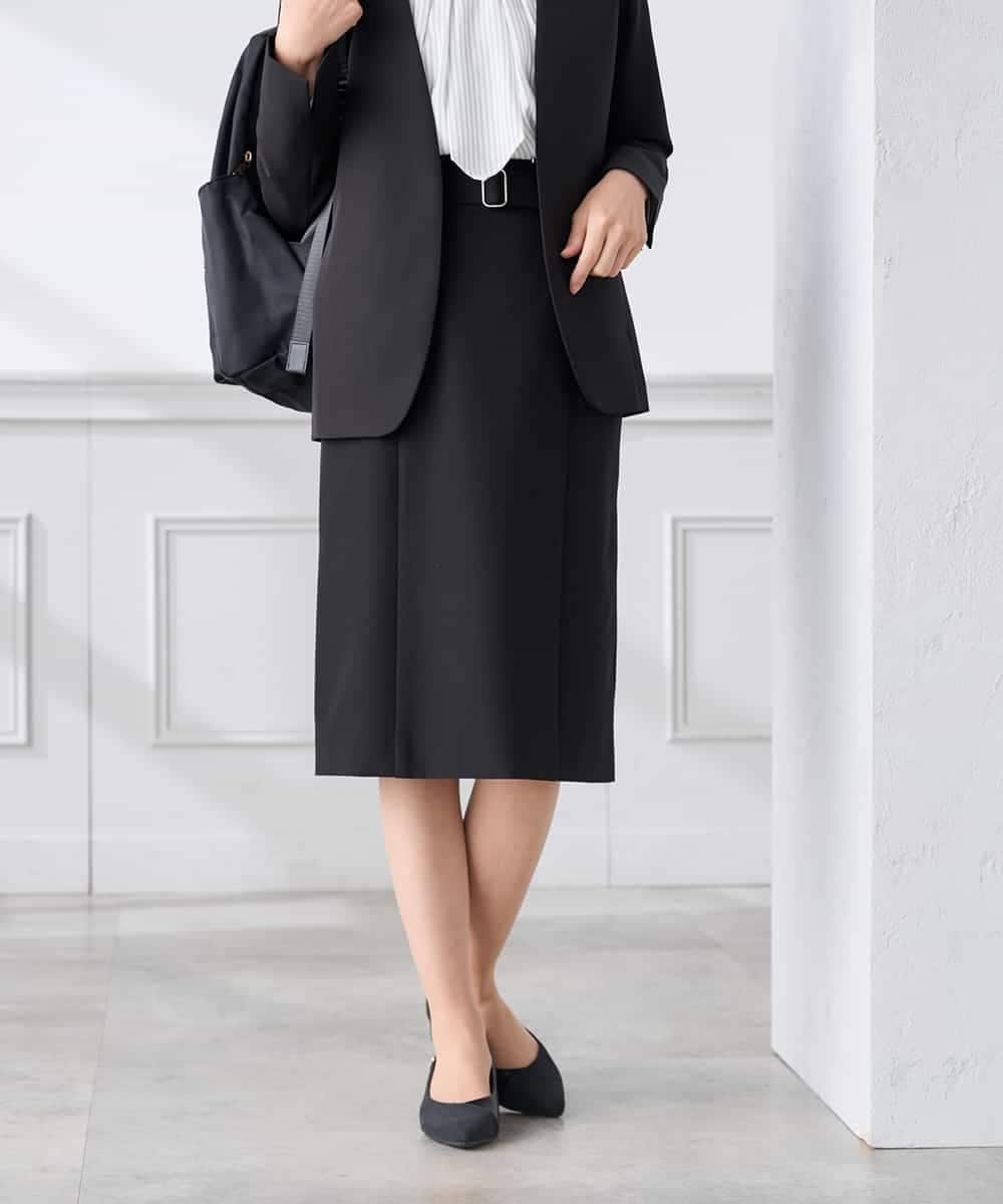 KAHCD01079 a.v.v Elmi(アー・ヴェ・ヴェ) 【低身長サイズ】【洗える/ストレッチ/セットアップ対応】ダブルクロスタイトスカート ネイビー