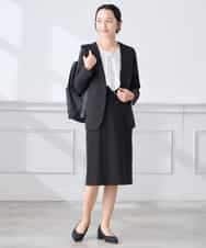 KAHCD01079 a.v.v Elmi(アー・ヴェ・ヴェ) 【低身長サイズ】【洗える/ストレッチ/セットアップ対応】ダブルクロスタイトスカート ネイビー