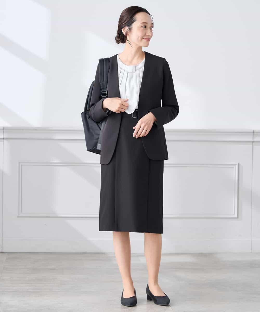 KAHCD01079 a.v.v Elmi(アー・ヴェ・ヴェ) 【低身長サイズ】【洗える/ストレッチ/セットアップ対応】ダブルクロスタイトスカート ネイビー