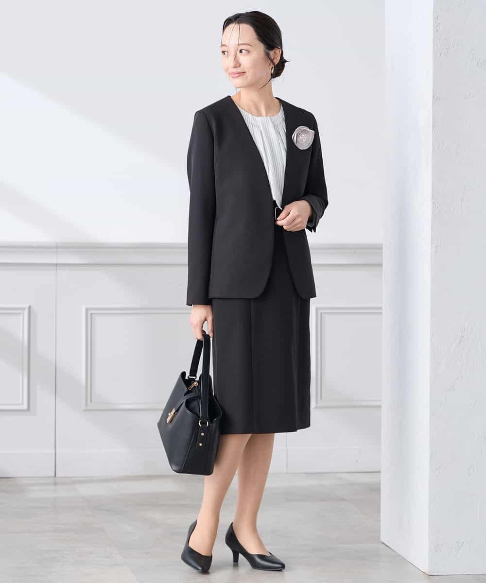 KAHCD01079 a.v.v Elmi(アー・ヴェ・ヴェ) 【低身長サイズ】【洗える/ストレッチ/セットアップ対応】ダブルクロスタイトスカート ネイビー