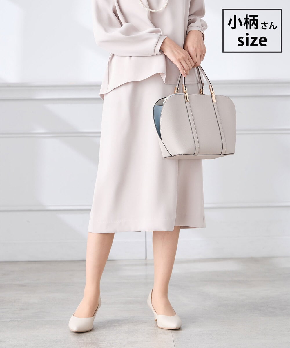 KAHCD03069 a.v.v Elmi(アー・ヴェ・ヴェ) 【低身長サイズ】サテンナロースカート【洗える/速乾/毛玉になりにくい/イージーケア】 グレージュ