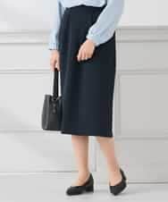 KAHCD03069 a.v.v Elmi(アー・ヴェ・ヴェ) 【低身長サイズ】サテンナロースカート【洗える/速乾/毛玉になりにくい/イージーケア】 ネイビー