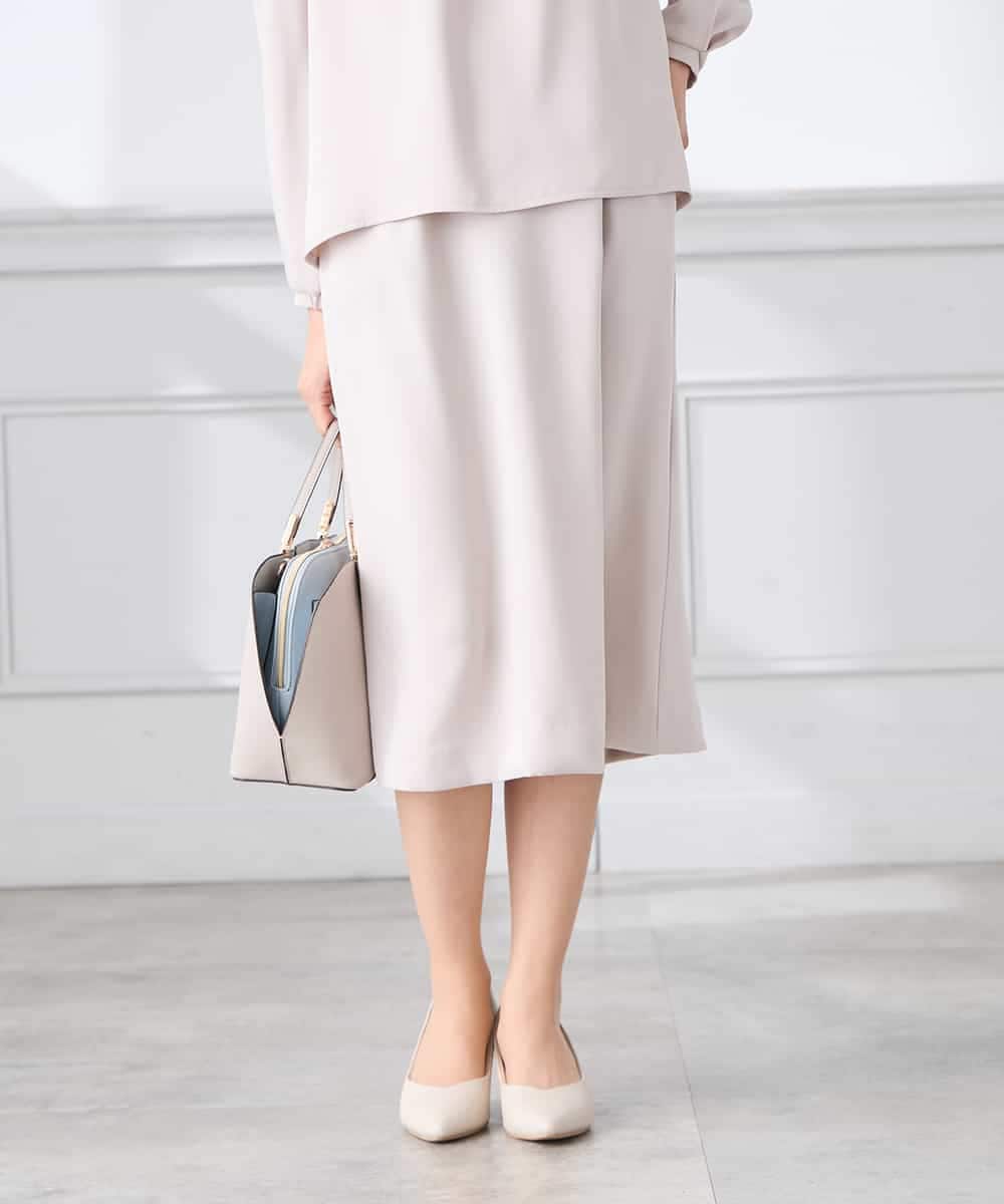 KAHCD03069 a.v.v Elmi(アー・ヴェ・ヴェ) 【低身長サイズ】サテンナロースカート【洗える/速乾/毛玉になりにくい/イージーケア】 ネイビー