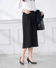 KAHCD03069 a.v.v Elmi(アー・ヴェ・ヴェ) 【低身長サイズ】サテンナロースカート【洗える/速乾/毛玉になりにくい/イージーケア】 ネイビー