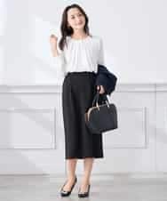 KAHCD03069 a.v.v Elmi(アー・ヴェ・ヴェ) 【低身長サイズ】サテンナロースカート【洗える/速乾/毛玉になりにくい/イージーケア】 ネイビー