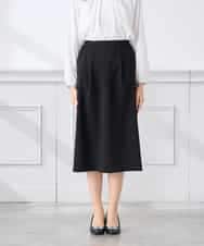 KAHCD03069 a.v.v Elmi(アー・ヴェ・ヴェ) 【低身長サイズ】サテンナロースカート【洗える/速乾/毛玉になりにくい/イージーケア】 ネイビー