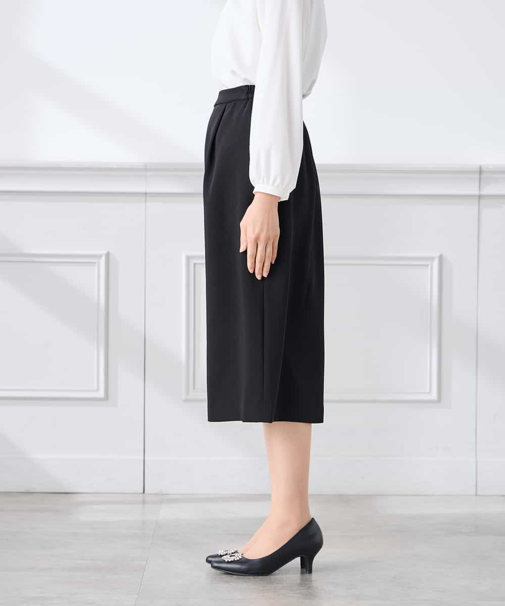 KAHCD03069 a.v.v Elmi(アー・ヴェ・ヴェ) 【低身長サイズ】サテンナロースカート【洗える/速乾/毛玉になりにくい/イージーケア】 ネイビー