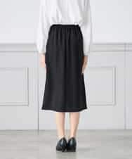 KAHCD03069 a.v.v Elmi(アー・ヴェ・ヴェ) 【低身長サイズ】サテンナロースカート【洗える/速乾/毛玉になりにくい/イージーケア】 ネイビー