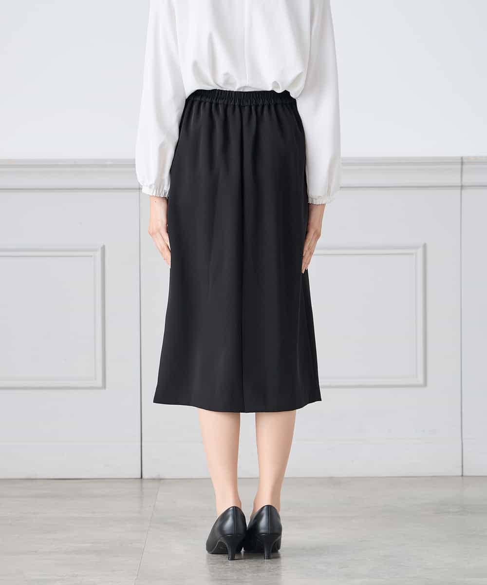 KAHCD03069 a.v.v Elmi(アー・ヴェ・ヴェ) 【低身長サイズ】サテンナロースカート【洗える/速乾/毛玉になりにくい/イージーケア】 ネイビー