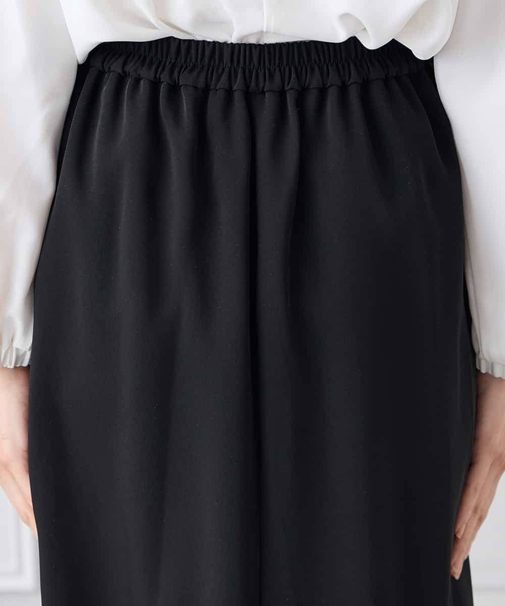 KAHCD03069 a.v.v Elmi(アー・ヴェ・ヴェ) 【低身長サイズ】サテンナロースカート【洗える/速乾/毛玉になりにくい/イージーケア】 ネイビー