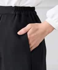 KAHCD03069 a.v.v Elmi(アー・ヴェ・ヴェ) 【低身長サイズ】サテンナロースカート【洗える/速乾/毛玉になりにくい/イージーケア】 ネイビー