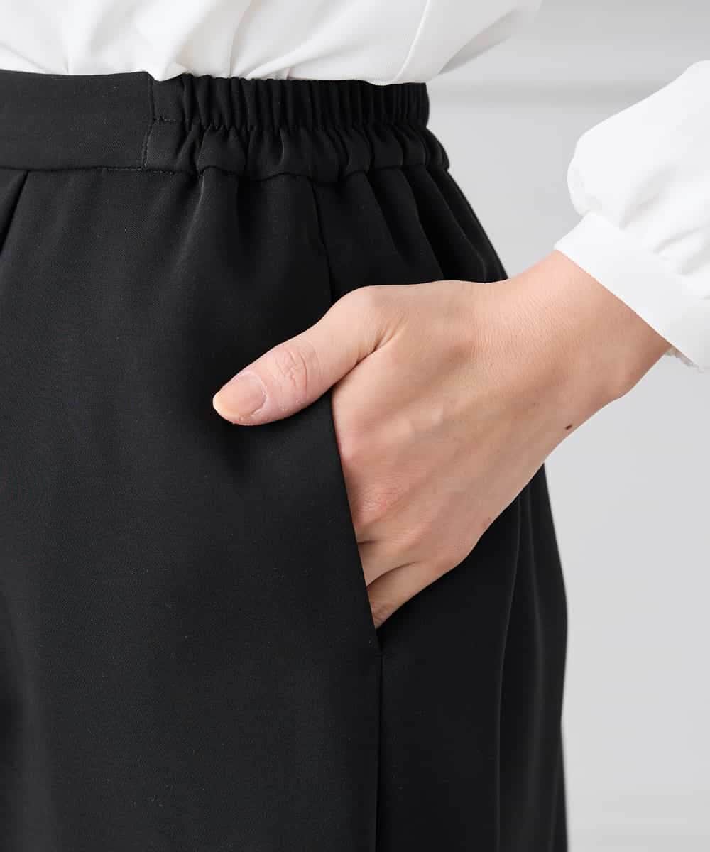 KAHCD03069 a.v.v Elmi(アー・ヴェ・ヴェ) 【低身長サイズ】サテンナロースカート【洗える/速乾/毛玉になりにくい/イージーケア】 ネイビー