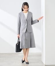 KAHFE20079 a.v.v Elmi(アー・ヴェ・ヴェ) 【低身長サイズ】【洗える/UVカット】リネンライクストレッチフレアスカート ネイビー