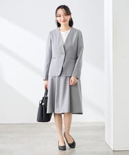 KAHFE20079 a.v.v Elmi(アー・ヴェ・ヴェ) 【低身長サイズ】【洗える/UVカット】リネンライクストレッチフレアスカート ネイビー