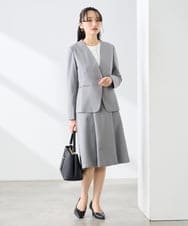 KAHFE20079 a.v.v Elmi(アー・ヴェ・ヴェ) 【低身長サイズ】【洗える/UVカット】リネンライクストレッチフレアスカート ネイビー