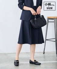 KAHFE20079 a.v.v Elmi(アー・ヴェ・ヴェ) 【低身長サイズ】【洗える/UVカット】リネンライクストレッチフレアスカート ネイビー