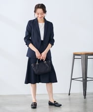 KAHFE20079 a.v.v Elmi(アー・ヴェ・ヴェ) 【低身長サイズ】【洗える/UVカット】リネンライクストレッチフレアスカート ネイビー