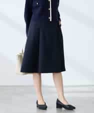 KAHFE20079 a.v.v Elmi(アー・ヴェ・ヴェ) 【低身長サイズ】【洗える/UVカット】リネンライクストレッチフレアスカート ネイビー