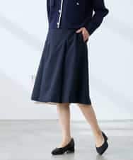 KAHFE20079 a.v.v Elmi(アー・ヴェ・ヴェ) 【低身長サイズ】【洗える/UVカット】リネンライクストレッチフレアスカート ネイビー