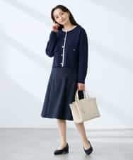 KAHFE20079 a.v.v Elmi(アー・ヴェ・ヴェ) 【低身長サイズ】【洗える/UVカット】リネンライクストレッチフレアスカート ネイビー