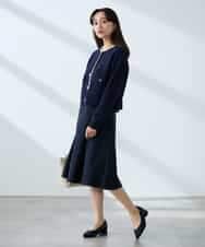 KAHFE20079 a.v.v Elmi(アー・ヴェ・ヴェ) 【低身長サイズ】【洗える/UVカット】リネンライクストレッチフレアスカート ネイビー