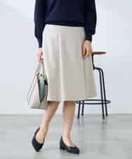 KAHFE20079 a.v.v Elmi(アー・ヴェ・ヴェ) 【低身長サイズ】【洗える/UVカット】リネンライクストレッチフレアスカート ネイビー