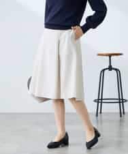 KAHFE20079 a.v.v Elmi(アー・ヴェ・ヴェ) 【低身長サイズ】【洗える/UVカット】リネンライクストレッチフレアスカート ネイビー