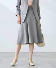 KAHFE20079 a.v.v Elmi(アー・ヴェ・ヴェ) 【低身長サイズ】【洗える/UVカット】リネンライクストレッチフレアスカート ネイビー