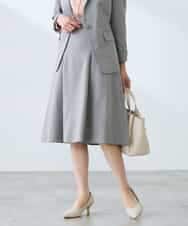 KAHFE20079 a.v.v Elmi(アー・ヴェ・ヴェ) 【低身長サイズ】【洗える/UVカット】リネンライクストレッチフレアスカート ネイビー