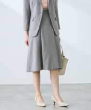 KAHFE20079 a.v.v Elmi(アー・ヴェ・ヴェ) 【低身長サイズ】【洗える/UVカット】リネンライクストレッチフレアスカート ネイビー