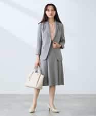 KAHFE20079 a.v.v Elmi(アー・ヴェ・ヴェ) 【低身長サイズ】【洗える/UVカット】リネンライクストレッチフレアスカート ネイビー