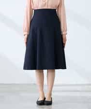 KAHFE20079 a.v.v Elmi(アー・ヴェ・ヴェ) 【低身長サイズ】【洗える/UVカット】リネンライクストレッチフレアスカート ネイビー