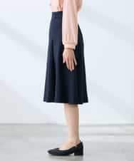 KAHFE20079 a.v.v Elmi(アー・ヴェ・ヴェ) 【低身長サイズ】【洗える/UVカット】リネンライクストレッチフレアスカート ネイビー