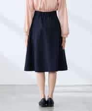 KAHFE20079 a.v.v Elmi(アー・ヴェ・ヴェ) 【低身長サイズ】【洗える/UVカット】リネンライクストレッチフレアスカート ネイビー