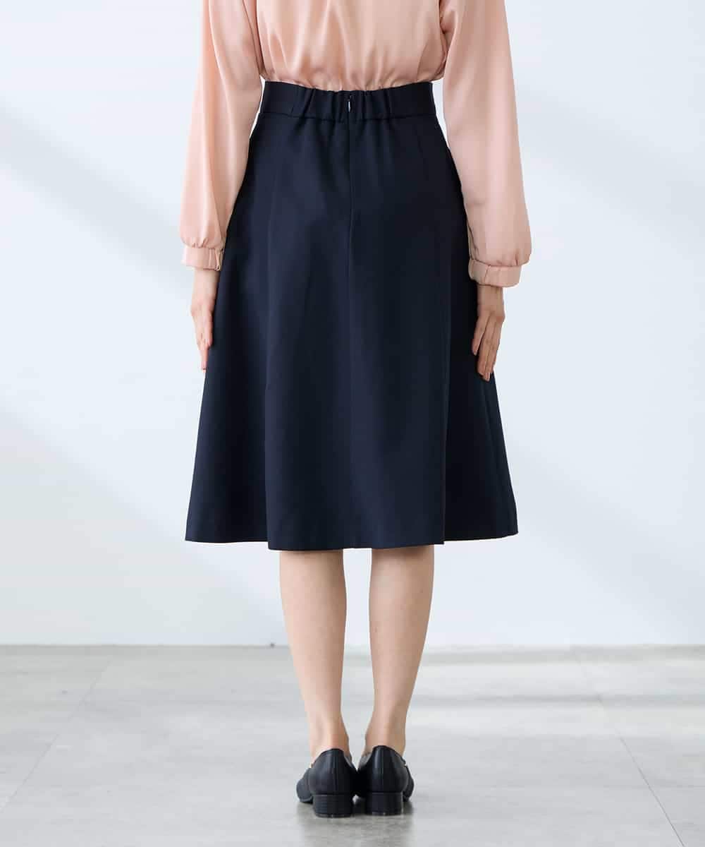 KAHFE20079 a.v.v Elmi(アー・ヴェ・ヴェ) 【低身長サイズ】【洗える/UVカット】リネンライクストレッチフレアスカート ネイビー
