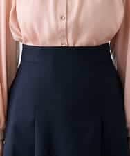 KAHFE20079 a.v.v Elmi(アー・ヴェ・ヴェ) 【低身長サイズ】【洗える/UVカット】リネンライクストレッチフレアスカート ネイビー