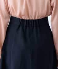 KAHFE20079 a.v.v Elmi(アー・ヴェ・ヴェ) 【低身長サイズ】【洗える/UVカット】リネンライクストレッチフレアスカート ネイビー