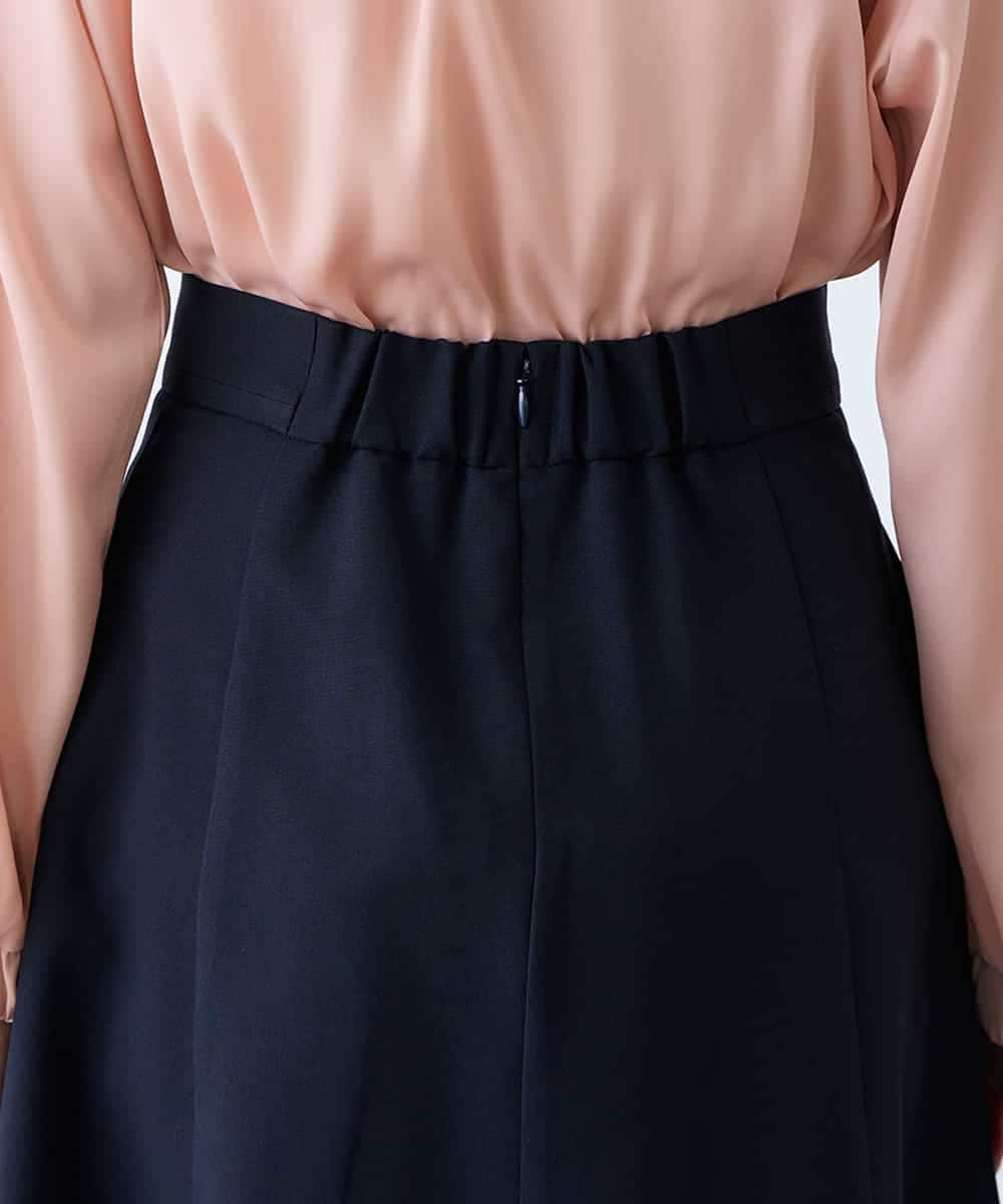 KAHFE20079 a.v.v Elmi(アー・ヴェ・ヴェ) 【低身長サイズ】【洗える/UVカット】リネンライクストレッチフレアスカート ネイビー