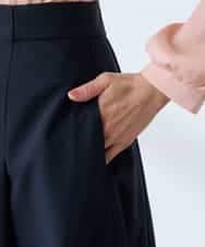 KAHFE20079 a.v.v Elmi(アー・ヴェ・ヴェ) 【低身長サイズ】【洗える/UVカット】リネンライクストレッチフレアスカート ネイビー