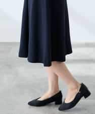 KAHFE20079 a.v.v Elmi(アー・ヴェ・ヴェ) 【低身長サイズ】【洗える/UVカット】リネンライクストレッチフレアスカート ネイビー