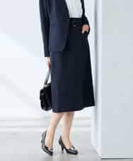 KAHFE21079 a.v.v Elmi(アー・ヴェ・ヴェ) 【低身長サイズ】【洗える/UVカット】リネンライクストレッチタイトスカート ネイビー