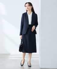 KAHFE21079 a.v.v Elmi(アー・ヴェ・ヴェ) 【低身長サイズ】【洗える/UVカット】リネンライクストレッチタイトスカート ネイビー