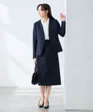 KAHFE21079 a.v.v Elmi(アー・ヴェ・ヴェ) 【低身長サイズ】【洗える/UVカット】リネンライクストレッチタイトスカート ネイビー