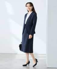 KAHFE21079 a.v.v Elmi(アー・ヴェ・ヴェ) 【低身長サイズ】【洗える/UVカット】リネンライクストレッチタイトスカート ネイビー