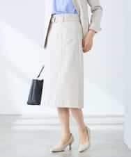 KAHFE21079 a.v.v Elmi(アー・ヴェ・ヴェ) 【低身長サイズ】【洗える/UVカット】リネンライクストレッチタイトスカート ネイビー