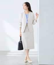 KAHFE21079 a.v.v Elmi(アー・ヴェ・ヴェ) 【低身長サイズ】【洗える/UVカット】リネンライクストレッチタイトスカート ネイビー