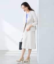 KAHFE21079 a.v.v Elmi(アー・ヴェ・ヴェ) 【低身長サイズ】【洗える/UVカット】リネンライクストレッチタイトスカート ネイビー