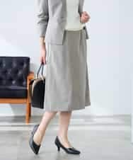 KAHFE21079 a.v.v Elmi(アー・ヴェ・ヴェ) 【低身長サイズ】【洗える/UVカット】リネンライクストレッチタイトスカート ネイビー