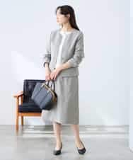 KAHFE21079 a.v.v Elmi(アー・ヴェ・ヴェ) 【低身長サイズ】【洗える/UVカット】リネンライクストレッチタイトスカート ネイビー