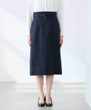KAHFE21079 a.v.v Elmi(アー・ヴェ・ヴェ) 【低身長サイズ】【洗える/UVカット】リネンライクストレッチタイトスカート ネイビー